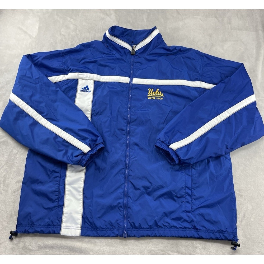 Adidas Team Windbreaker Jacket Men 2XL Blue Mesh Lined UCLA Water Polo Logo